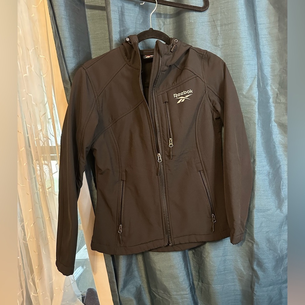 Reebok Black Hooded Softshell Jacket with Zip Pockets